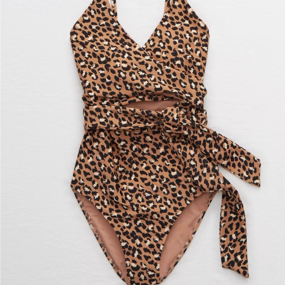 Aerie leopard wrap swimsuit